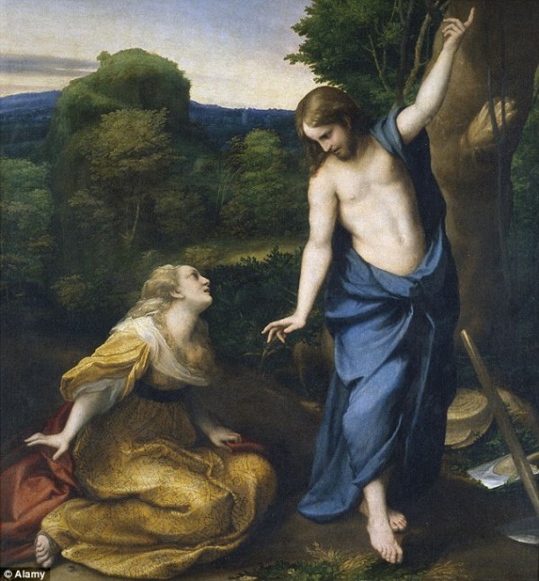 Gesù si rivela a Maria Maddalena dopo la resurrezione nel dipinto di Antonio Allegri da Correggio, intitolato Noli me Tangere