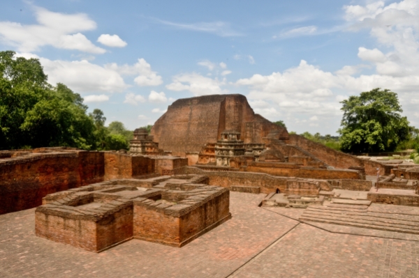 Excavated Remains of Nalanda Mahavihara: View of Site no. 03 and structure to north of Site no. 1B from East (Rajneesh Raj)