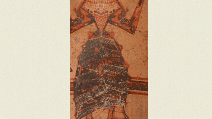 Vaso miceneo raffigurante una donna (una dea? Una principessa?) vestita con abiti minoici (Peter M. Fischer)